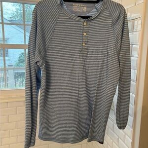 Faherty Men's Long Sleeve Gray Striped Tee